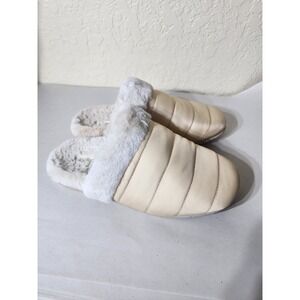 Vionic Slippers Size 9.5 Cream Josephine Faux Fur Slip On Winter Comfy Shoes